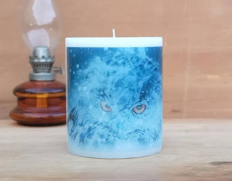 Candle with picture of owl