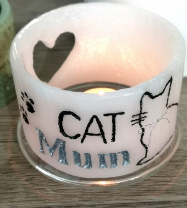 Small sized lighting wax lantern 'CAT Mum'