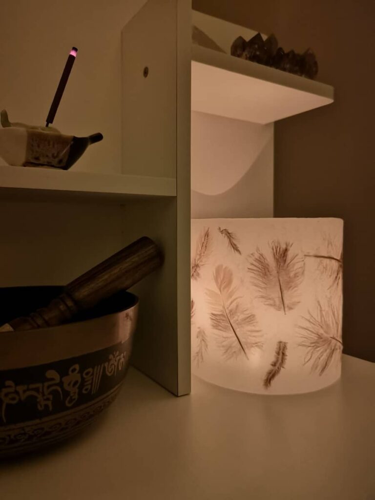 Lantern with real natural feathers - big size