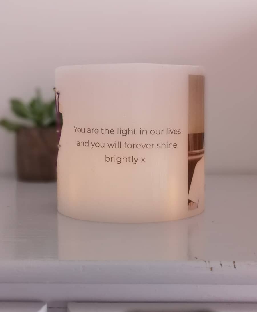 Memorial lantern with quote