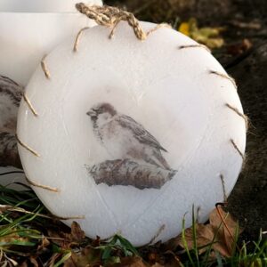 Wax ornament with a picture of Sparrow.