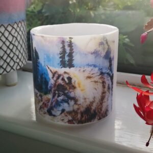 Wax lantern with an image of a Wolf.