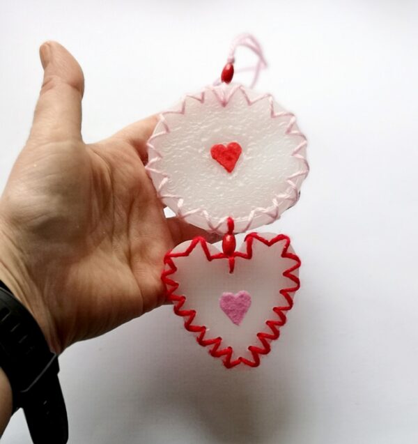 Double ornament Heart red & pink colour.
