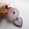 Double ornament Heart purple & violet colour.