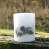 Pillar candle with a picture of Bears.