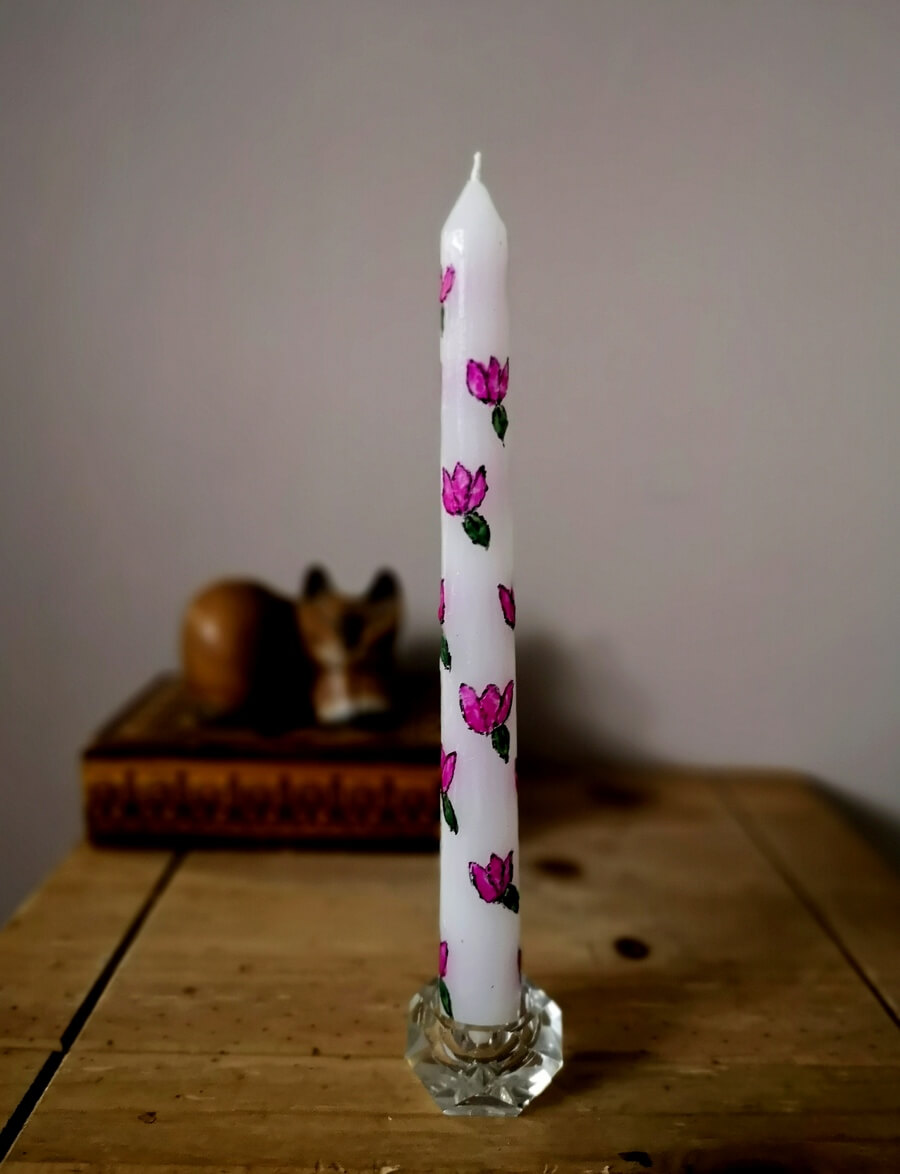Pair of Heart hand painted taper candles