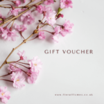 Gift voucher with a picture of blooming twigs.